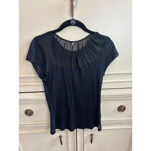 Robert Rodriguez Xs Sheer Blouse‎ Silk Blend Black Casual Short Sleeve